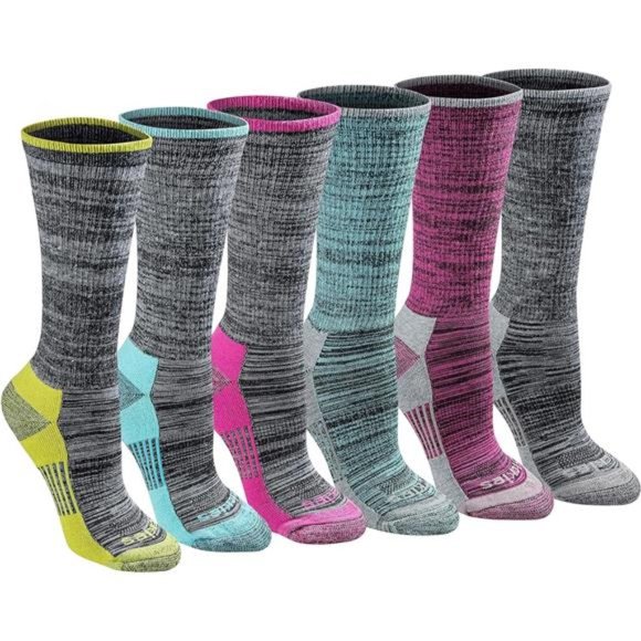 6 Pairs Women's Dri-tech Moisture Control Crew Socks Multipack